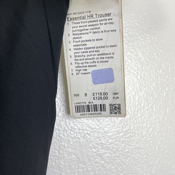 Lululemon Essential HR Trouser Pants Womens 8 Black WarpStreme High Rise 25" NWT - Picture 7 of 11